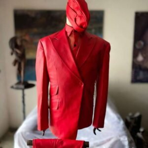 2 Piece Leather Suit With Hat